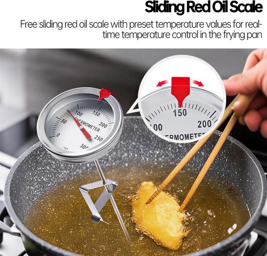 Frituurthermometer met Aflezing, Meet Oliepan Heet Voedsel, 50 ℃ Tot 300 ℃ Bereikwijzerthermometer met 5 Cm Wijzerplaat voor Frituurgrill Turkije Snoep Koffie enz. (-1010210097211) — afbeelding 2