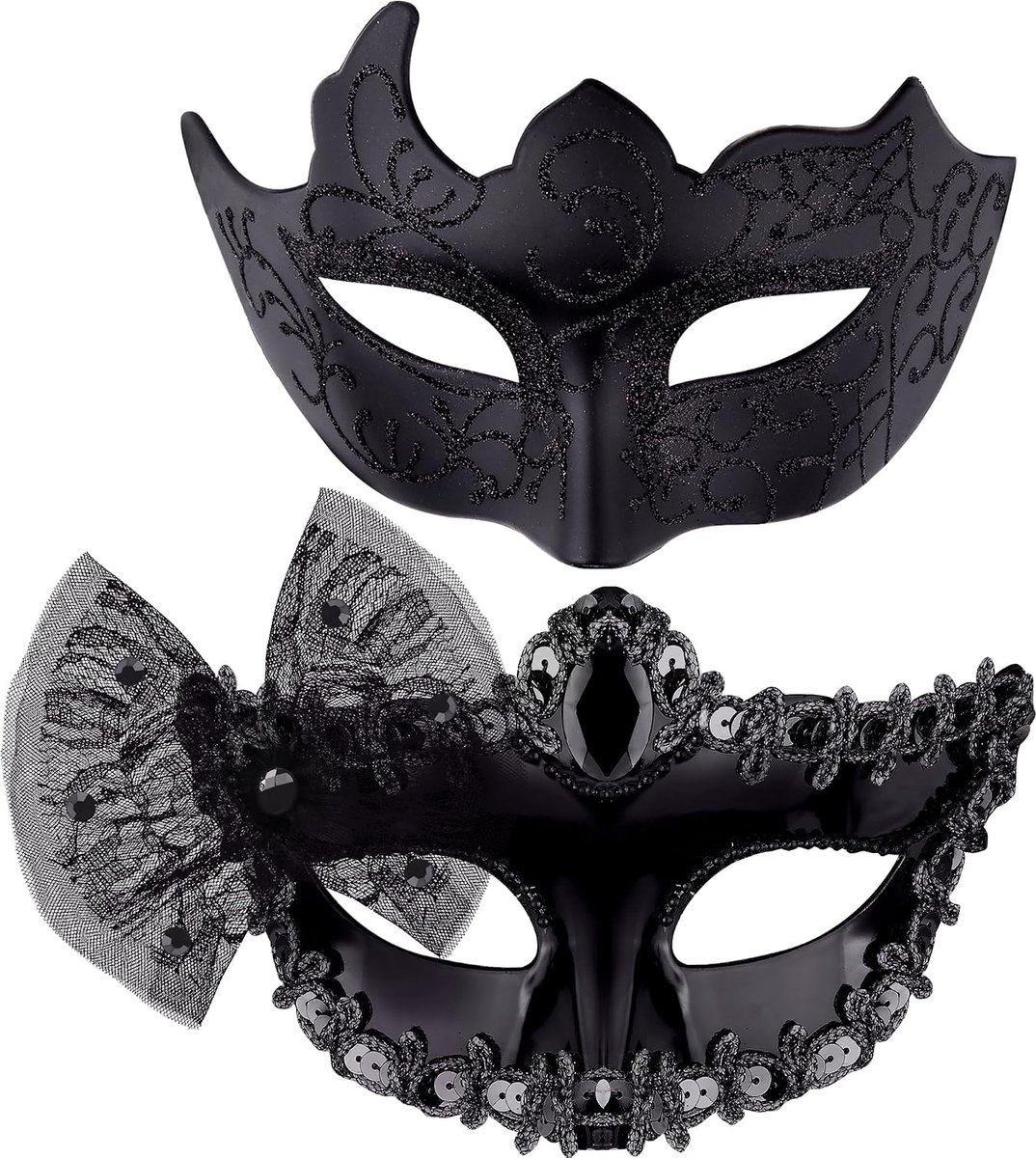 Venetiaans maskerademasker voor dames en heren, Venetiaans masker voor Halloween, carnaval, feestkostuum, 2 stuks