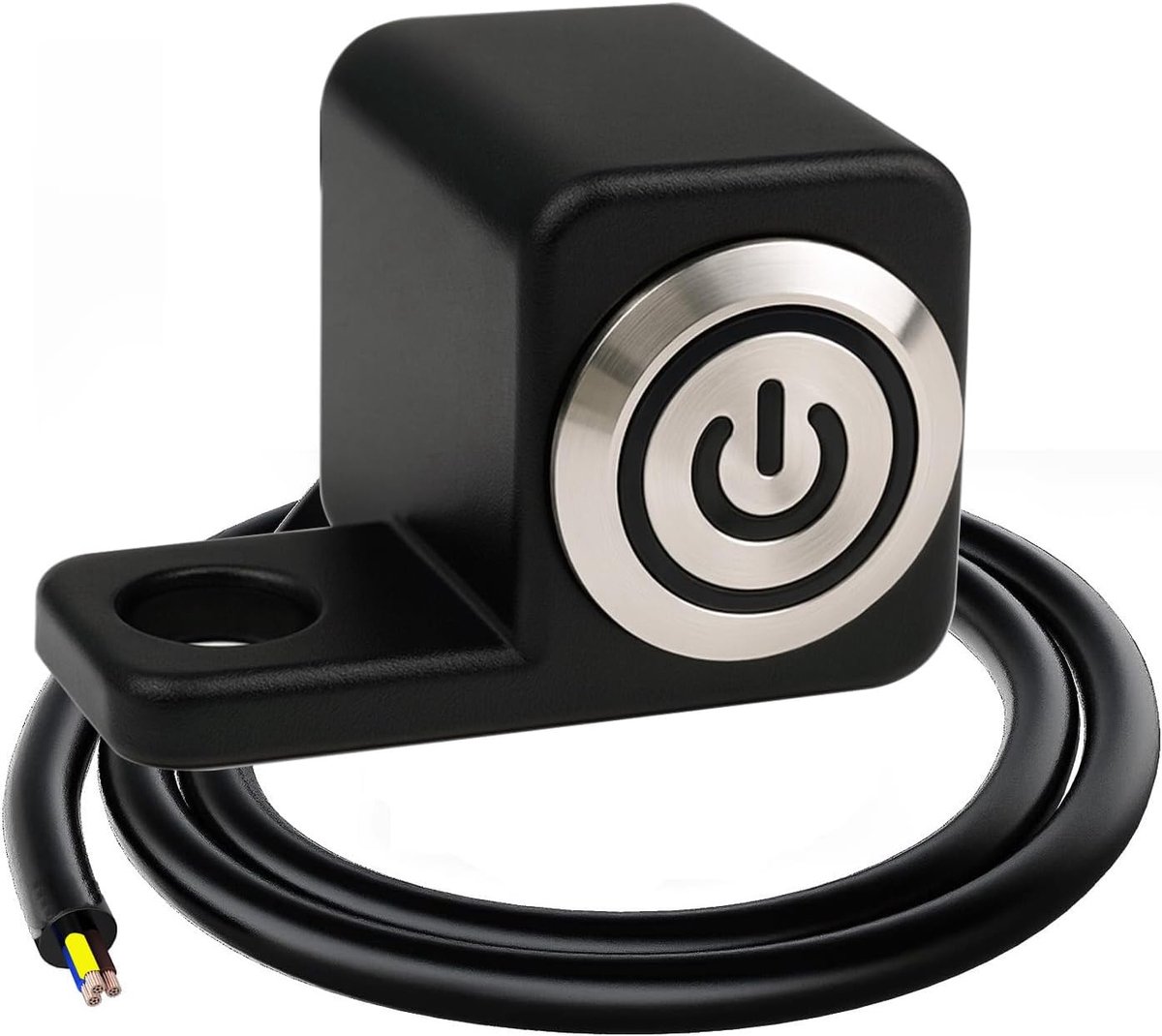 Vergrendelbare Blauwe LED 12-24V/5A Motorfiets ATV Stuur Zelfvergrendelende Drukknopschakelaar IP67 Waterdicht Koplamp Gevaar Rem Mist AAN/UIT Schakelaars (Rechts L)