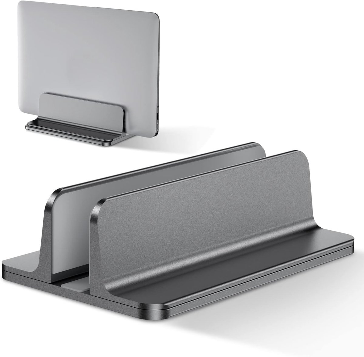 laptopstandaard, aluminium verstelbare notebookstandaard, ruimtebesparende houder voor MacBook Pro/Air, iPad, Samsung, Huawei, Surface, Dell, HP, Lenovo en andere (grijs)