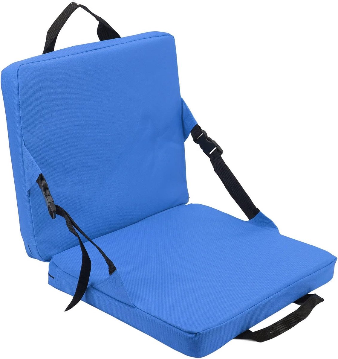SnelShoppen - Draagbare Zitkussen met Rugleuning, Opvouwbaar Zacht Schuim Kussen voor Buiten, Camping, Picknick, Strand, Lichtgewicht Blauw