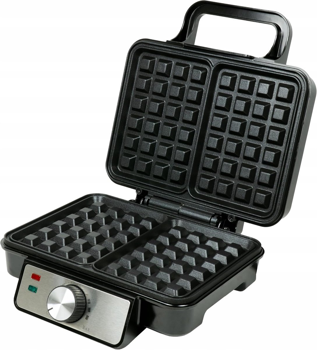 Wafelijzer 1200W, voor 2 Grote Belgische Wafels, Antiaanbaklaag, Cool-Touch Handgreep, Instelbare Temperatuur, Compact & Snel Opwarmend, Zwart