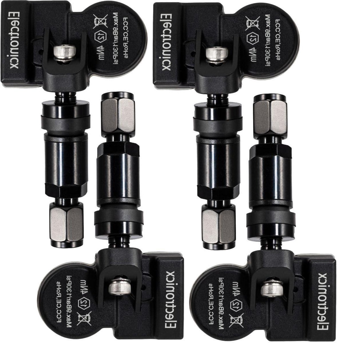 Bandenspanningssensoren - TPMS sensoren - Veilig Rijden - Voorgeprogrammeerd 433MHz - Set van 4 - Zwart
