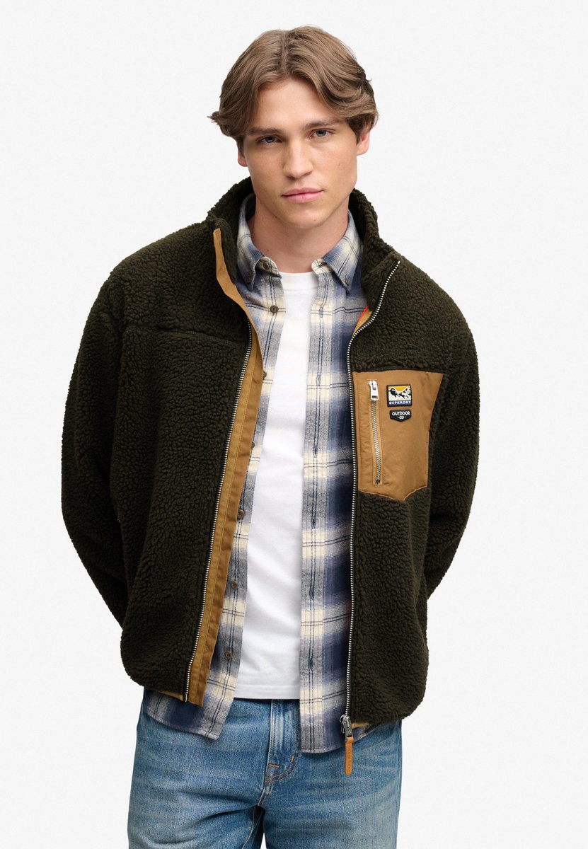 Superdry Mountain Full Zip Fleece Heren Hoodies Olijf
