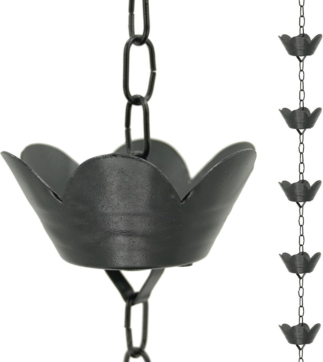 Regenketting Aluminium - Waterafvoer Ketting - Tuin Decoratie - Roestbestendig Ontwerp - 4 Meter - Zwart