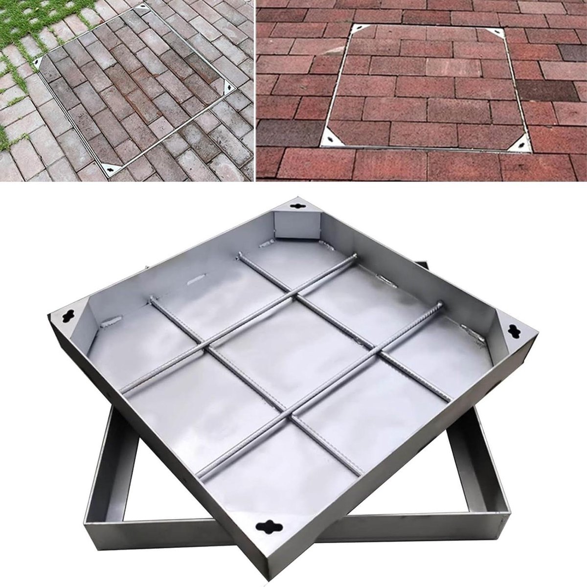 Roestvrijstalen putdeksel - Inspectiehoes septic tank - Drainage verbeteren - Drukbestendig tot 26 ton - 30 x 30 cm - Zilverkleurig