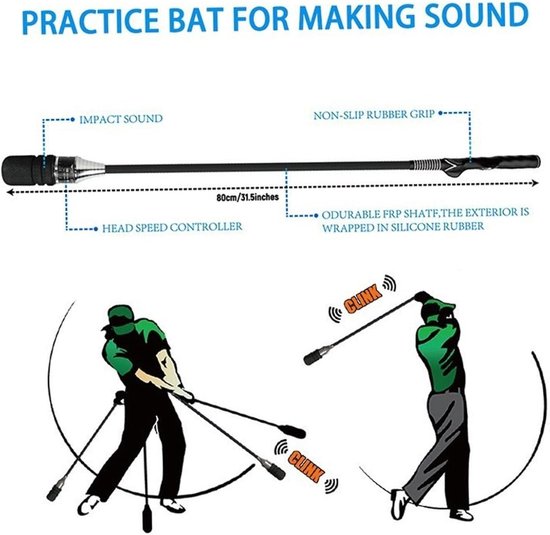 Golf Swing Trainer - Golfhulp - Swing Oefenen - Dubbele Geluidsfeedback - 80 cm - Zwart van GOLF — afbeelding 4
