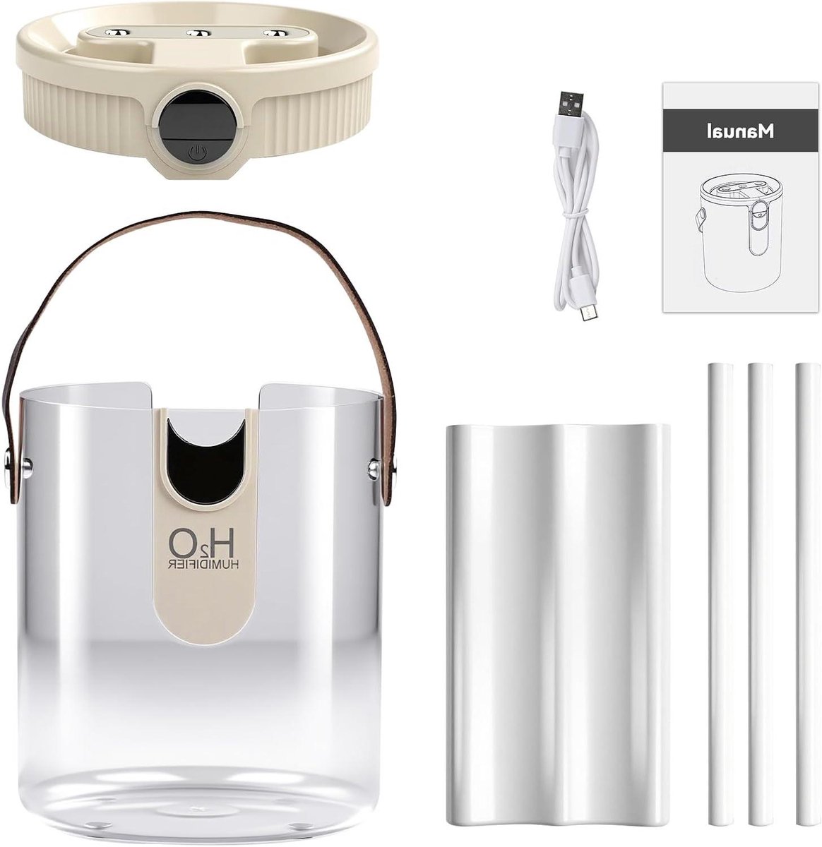 Desktop Luchtbevochtiger - Vernevelaar - Droge Lucht Bestrijden - Groot Waterreservoir - 1500 ml - Beige