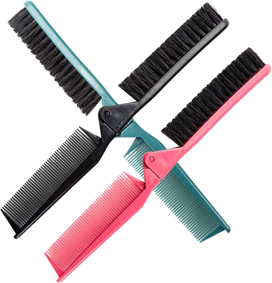 Opvouwbare Kammen - Haarstyling Tools - Haar Verzorgen - Dubbelzijdig Ontwarren - 3 Stuks - Diverse Kleuren