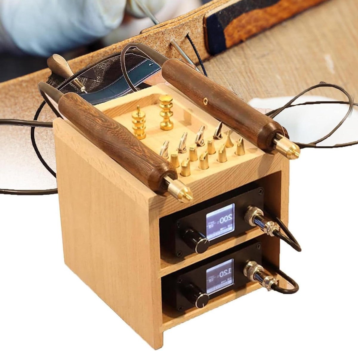 Leer Verwarmingspers Tool - Randen Strijken - Lederbewerking - Instelbare Temperatuur - 80-480℃ - Zwart