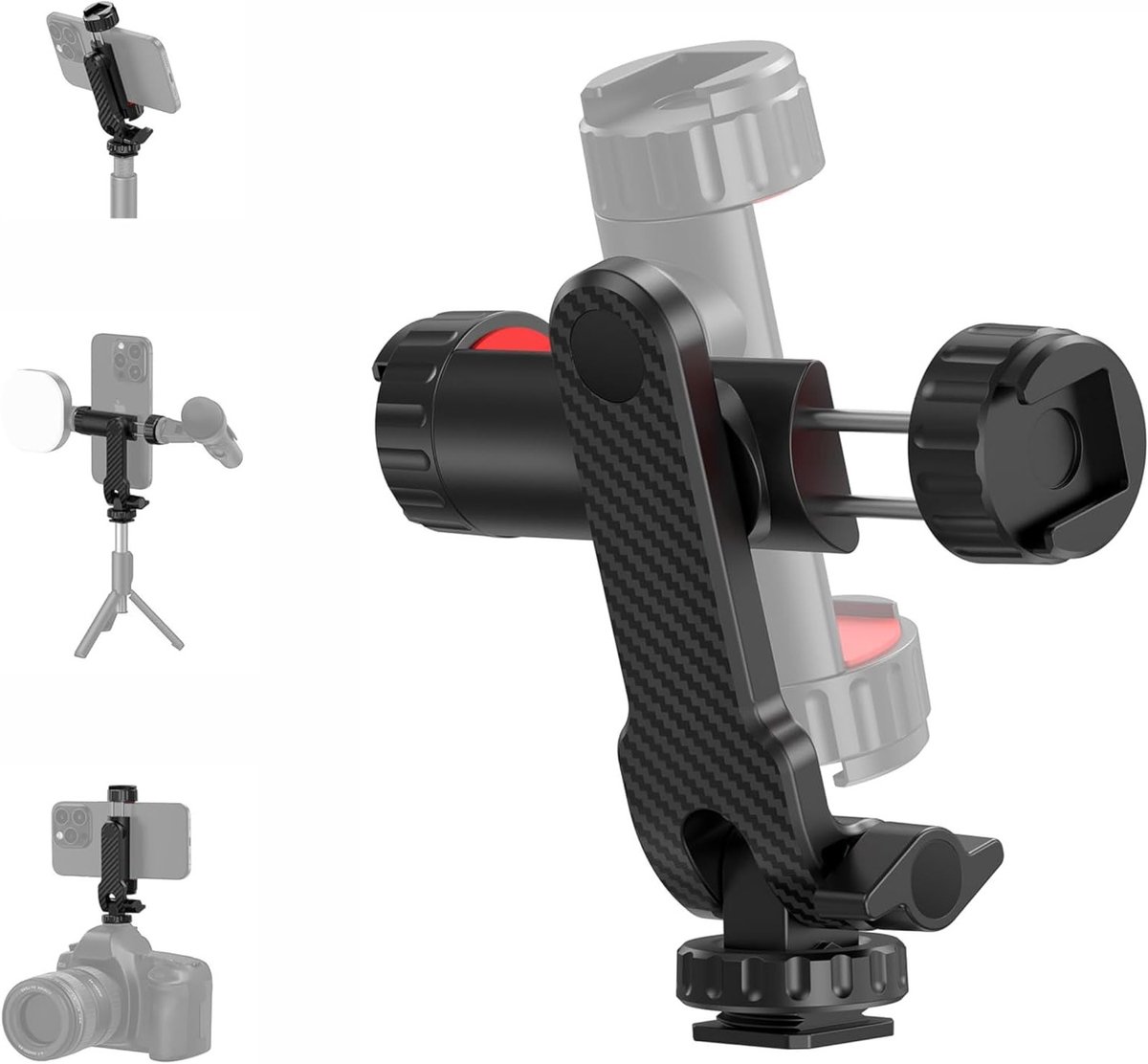 Telefoonhouder statief 360° rotatie - 180° kanteling - met koude schoenen - ideaal voor mobiele fotografie - SnelShoppen