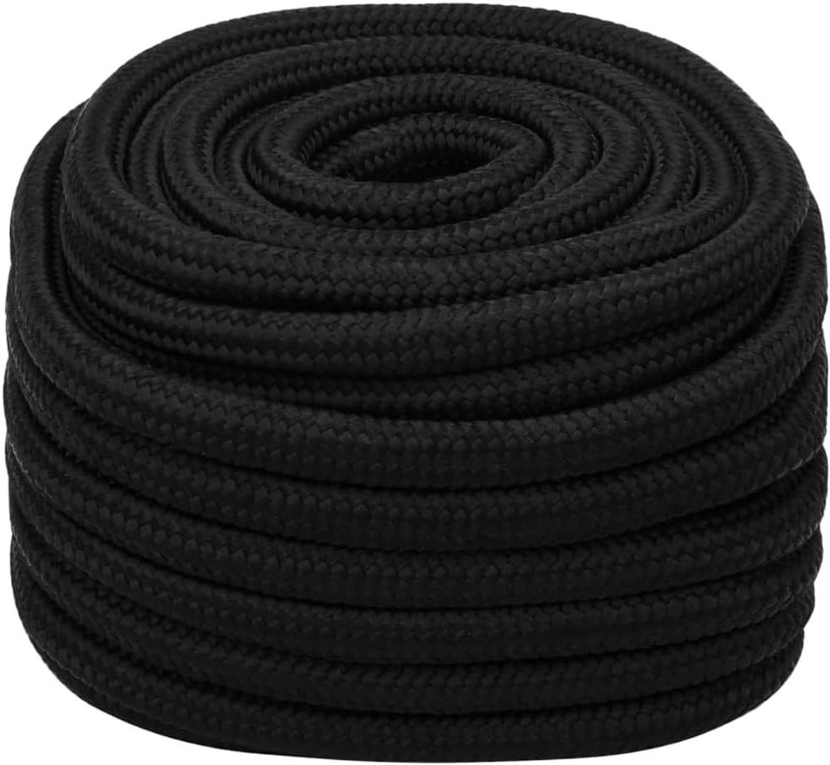 Werktouw Polyester - Gevlochten Touw - Universeel Gebruik - Weerbestendig Materiaal - 20 mm 50 m - Zwart