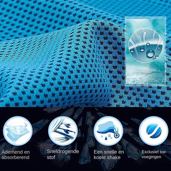 Koelhanddoek - Sneldrogende sportdoek - Verkoeling bij inspanning - Ademend microvezelmateriaal - 30x80cm - Hemelsblauw — afbeelding 5