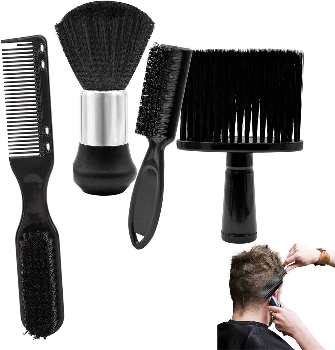 Set van 3 Nekborstels voor Haarverzorging, Zachte Haarborstels, Schoonmaakaccessoires voor Kappers en Barbiers, Ideaal voor Stofverwijdering en Styling