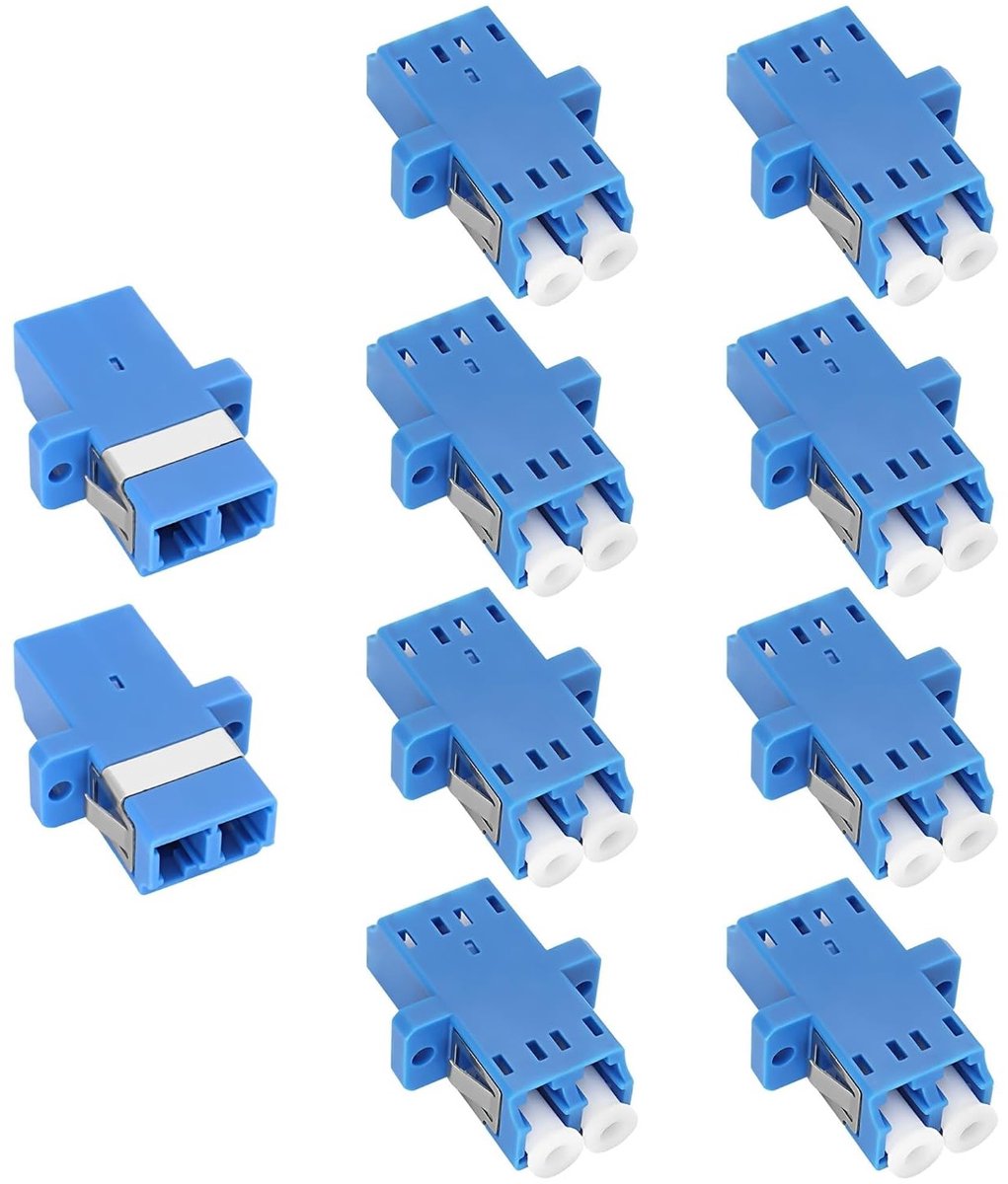 LC Fiber Optic Connector Coupling Adapter Duplex Single Mode voor Netwerkverbinding - Set van 10, Perfect voor Datacommunicatie en Glasvezelinstallaties