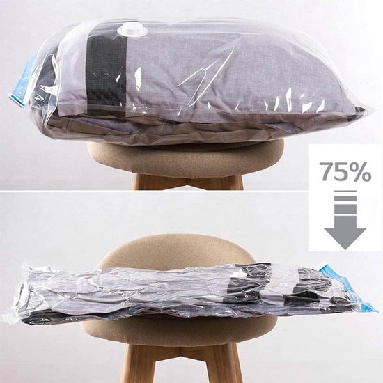 Vacuüm Opbergzakken - Compressiezakken Dekbed - Ruimte Besparen - Ultra Dik Materiaal - 80x100cm - Transparant — afbeelding 4