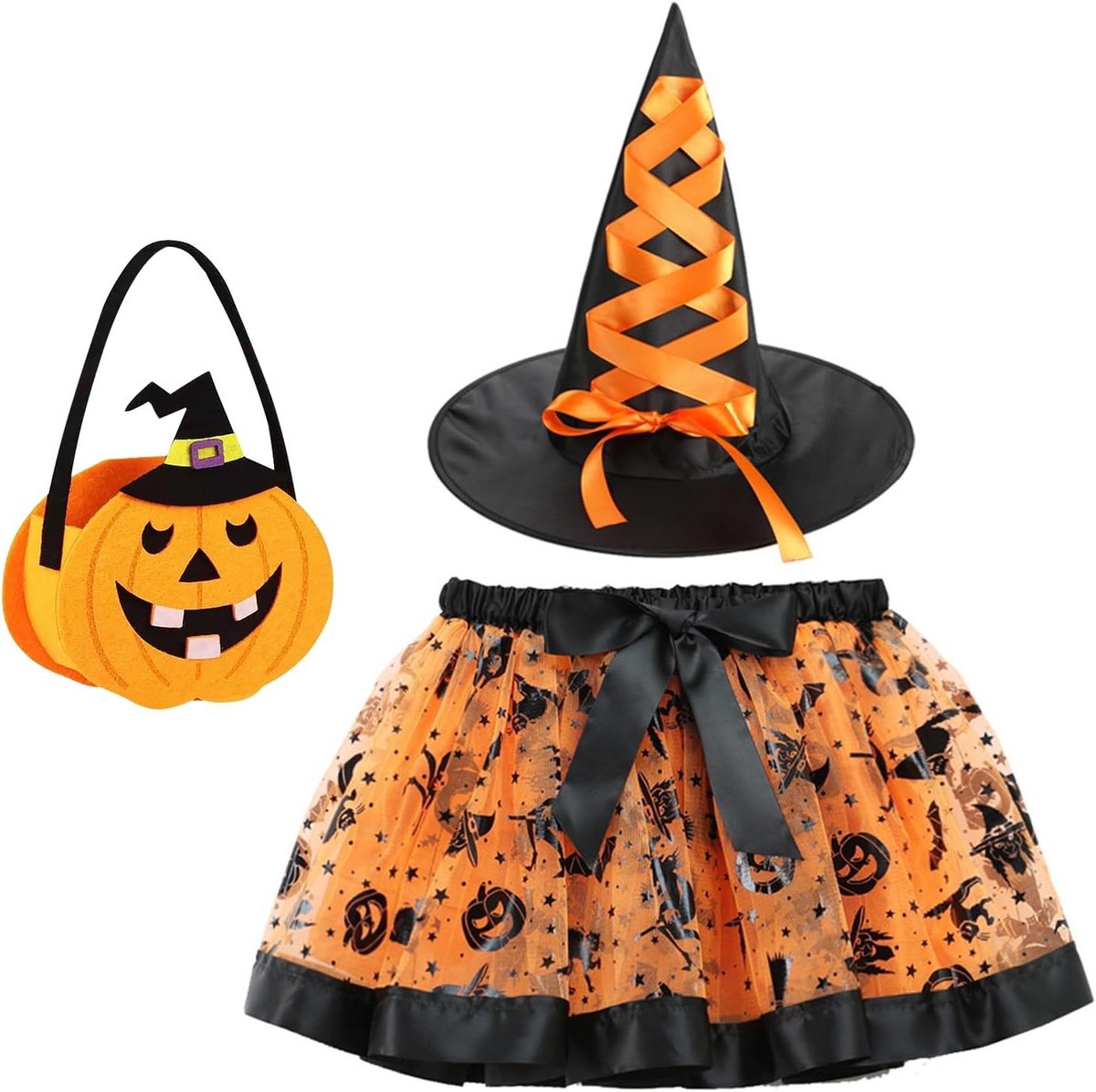 Halloween Tovenaar Kostuum voor Meisjes met Hoed en Tutu - Perfect voor Feesten en Carnavalsactiviteiten