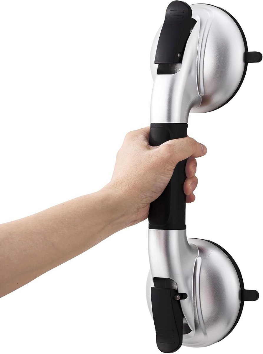 Suction Grip Rails voor Badkamer, Maximaal 150 kg Draagkracht, Zwart, Antislip, Veiligheid, Eenvoudige Installatie