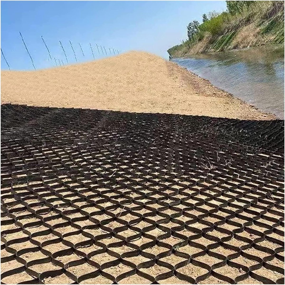 Kunststof Geo Raster - Grind Stabilisator - Landschapsarchitectuur - Hoge Treksterkte - 1 x 4 m - Zwart