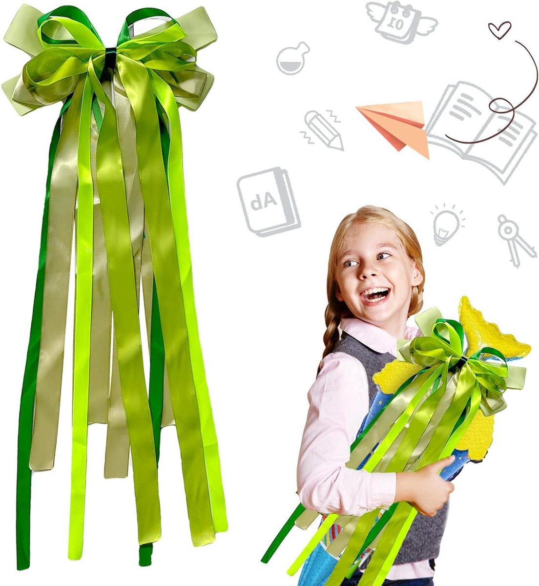 Kleurige schooltas met strik voor meisjes en jongens, perfect voor de eerste schooldag en feestelijke gelegenheden