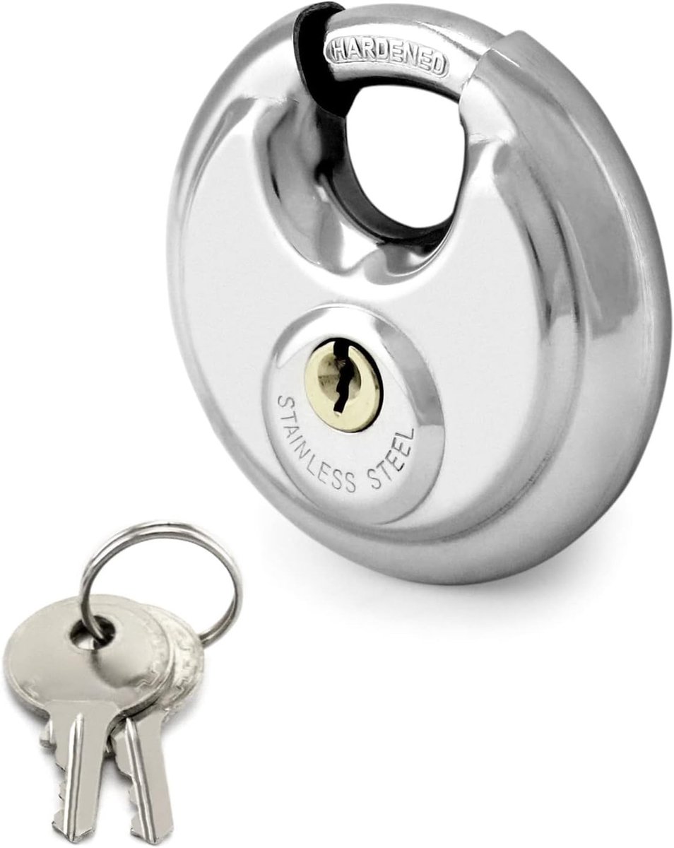 70mm Hangslot met RVS Beugel - Weerbestendig Disc Lock met 2 Sleutels voor Schuur en Hek, Veiligheid en Duurzaamheid