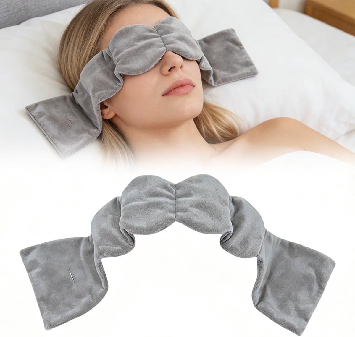 Verzwaarde slaapmasker voor optimale oogbescherming, zacht en ondoorzichtig, ideaal voor ontspanning, meditatie en reizen (grijs)
