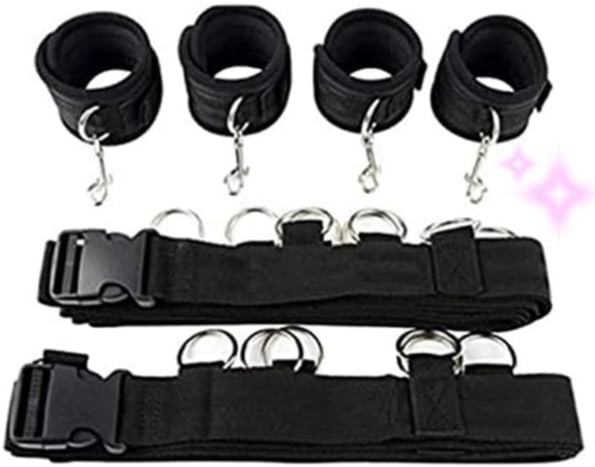 SnelShoppen - Classic Zwarte Verstelbare Nylon Fitness Leg voor Hand- en Beentraining met 4 Nylon Sleeves - Comfortabel, Draagbaar en Gebruiksvriendel