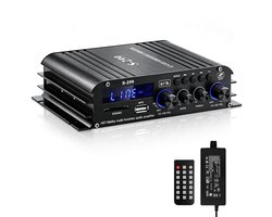 SnelShoppen - HiFi Versterker met Bluetooth 4.1 Kanaal 40Wx4 + 50W Max 800W Mini Audio Versterker met USB SD Slot, AUX, FM Radio voor Thuis Speakers