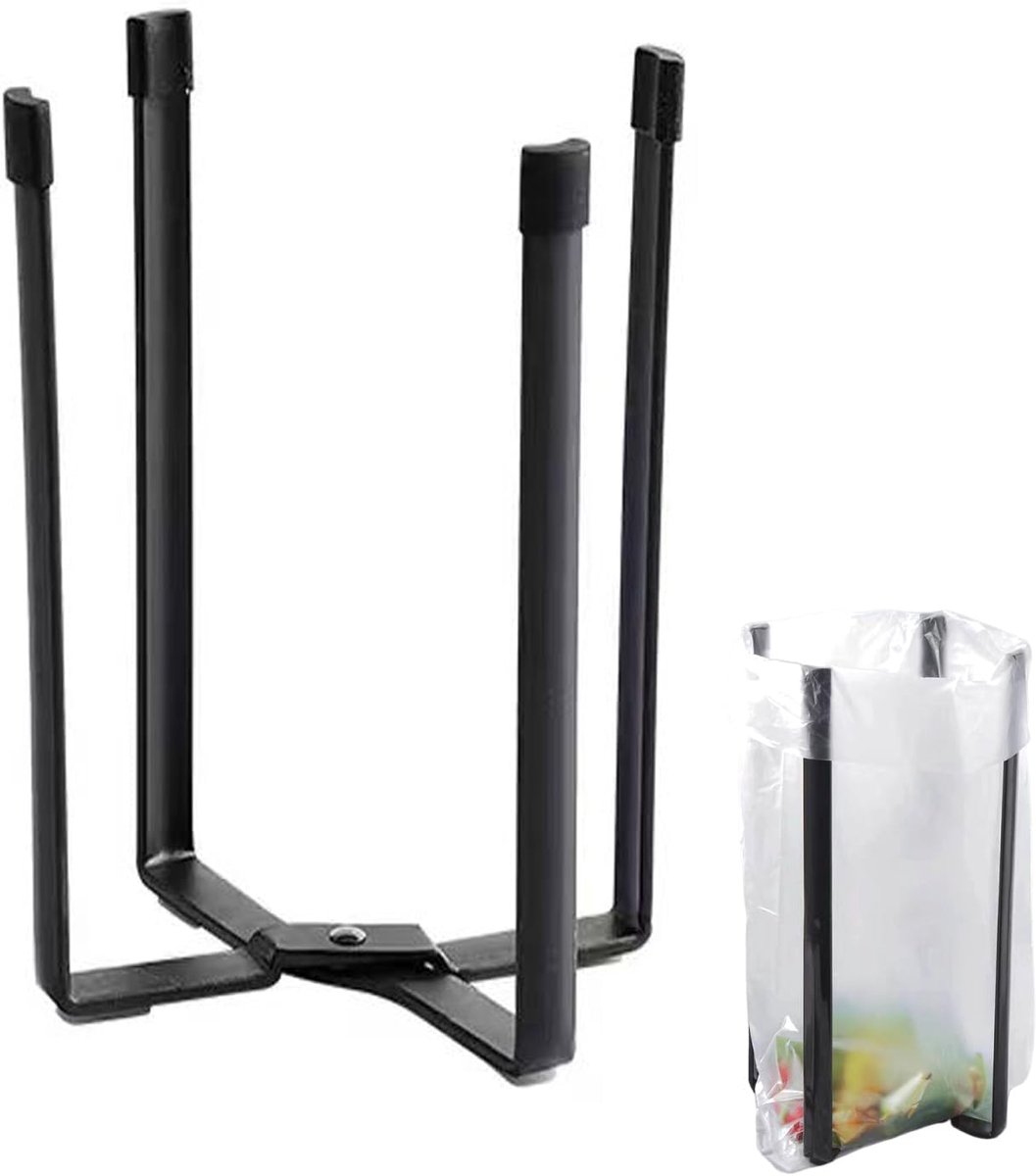 SnelShoppen - Afdruiprek Flessen 21 x 13 cm - Flessenstandaard voor 4 Flessen - Opvouwbaar en Multifunctioneel - Hoogwaardig Metaal - Zwart - Ideaal v