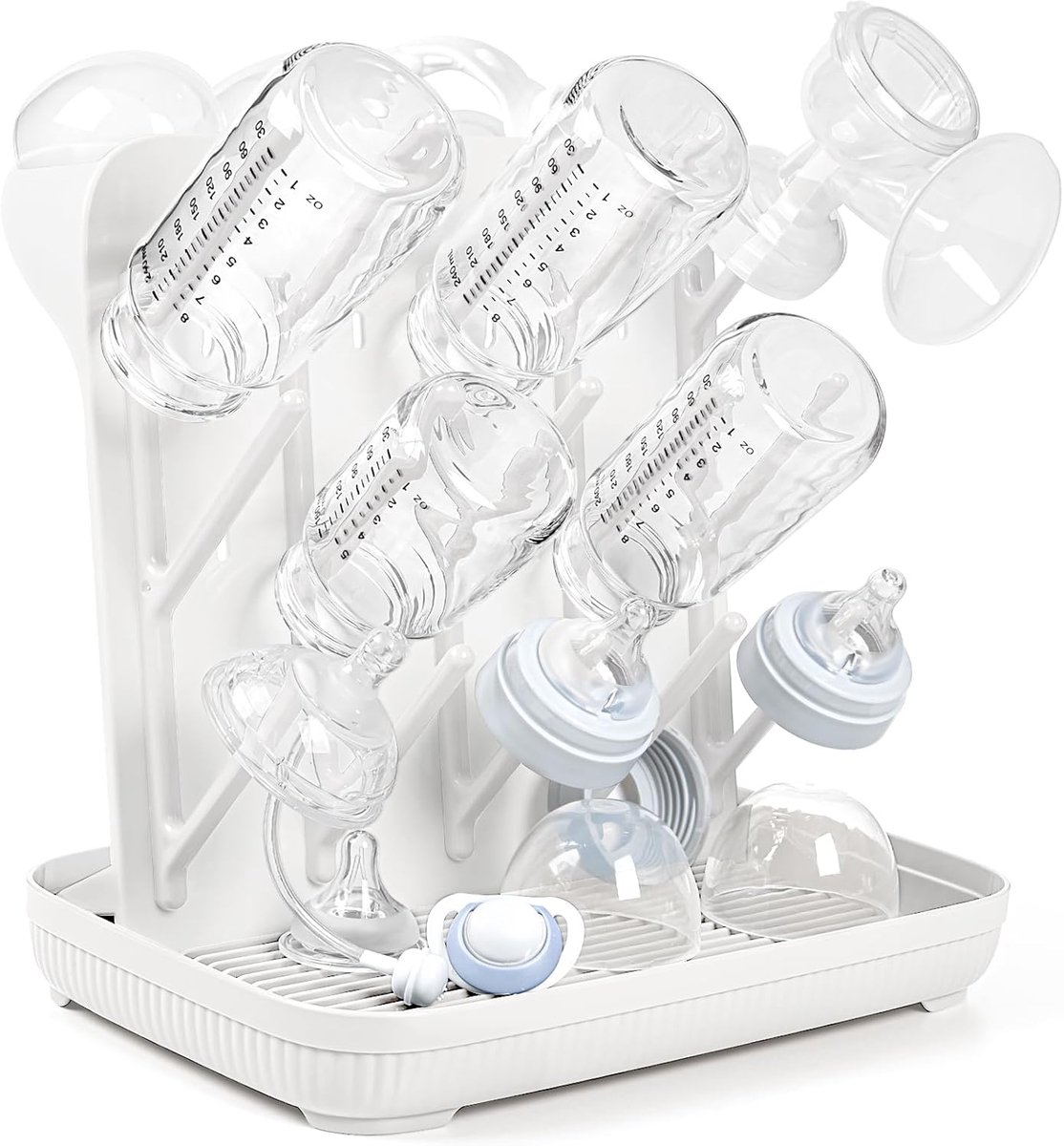 SnelShoppen - Termichy Babyfles Droogrek - Grote Verticale Flessenhouder - Ruimtebesparend Staand Droogrek voor Babyflessen en Pomponderdelen - Wit -