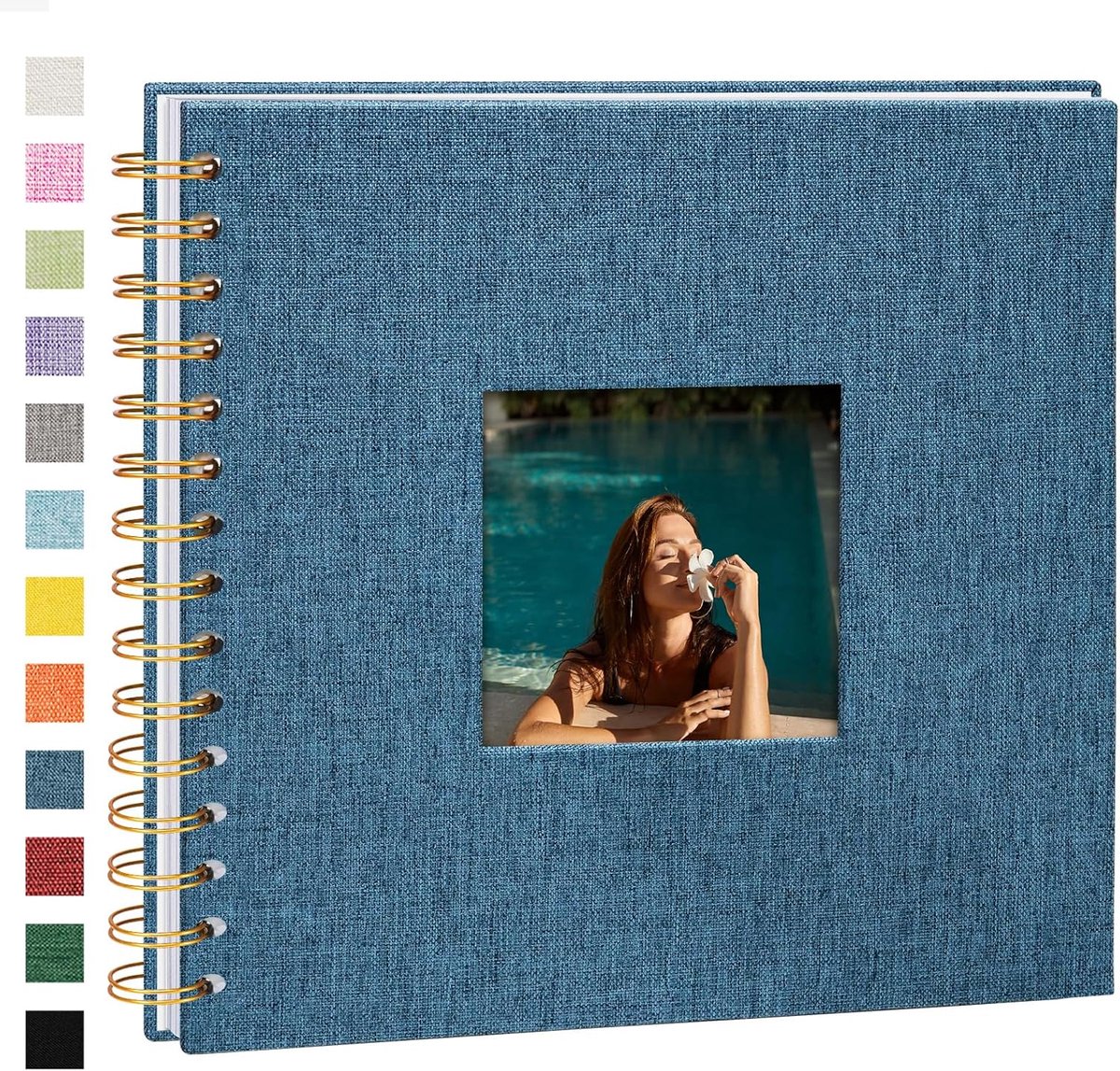 SnelShoppen - Photo Album in Linen 20.5x20.5 cm voor Herinneringen, 40 Witte Pagina's, DIY voor Reizen, Familie, Bruiloft, Kerst, Donkerblauw