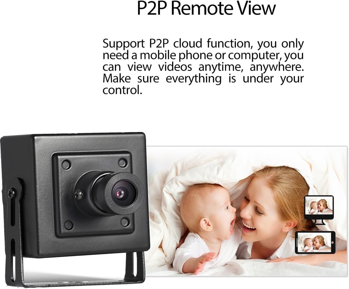 SnelShoppen - Mini POE IP Camera 5MP HD Beveiligingscamera voor Binnen, P2P Remote View, 3.6mm Lens, Inclusief Muurbeugel, Compact en Discreet