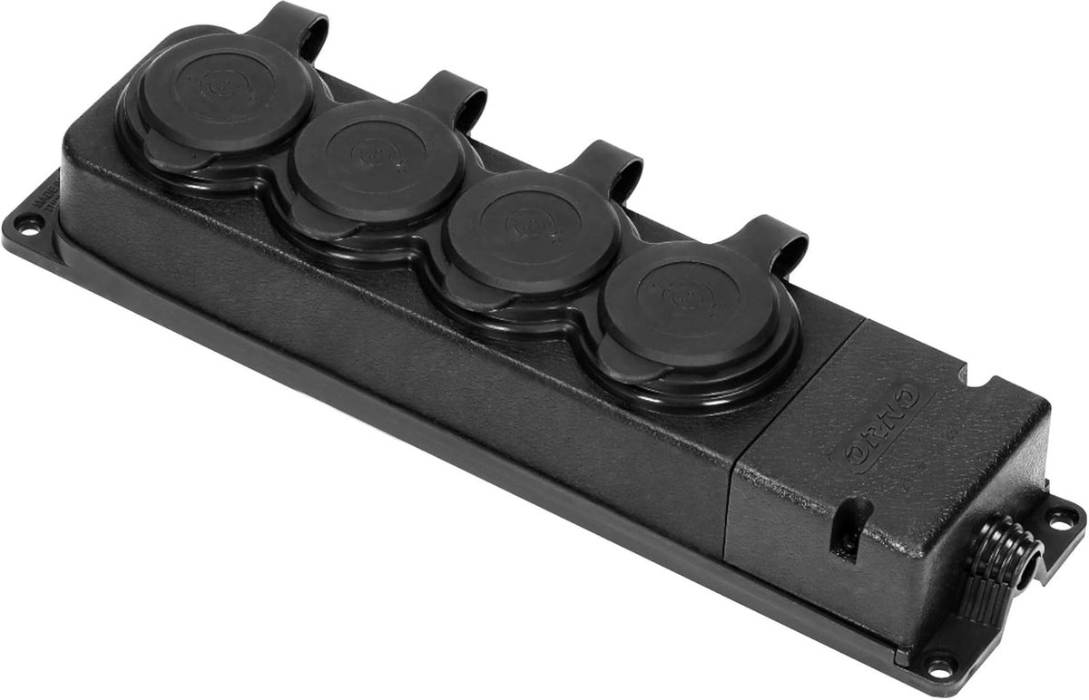 SnelShoppen - ORNO Workshop Schuko Plug Outdoor Waterproof IP44 230V 16A Impact-Resistant 4-gang Voor Tuin, Camping, Werkplaats, Feesten