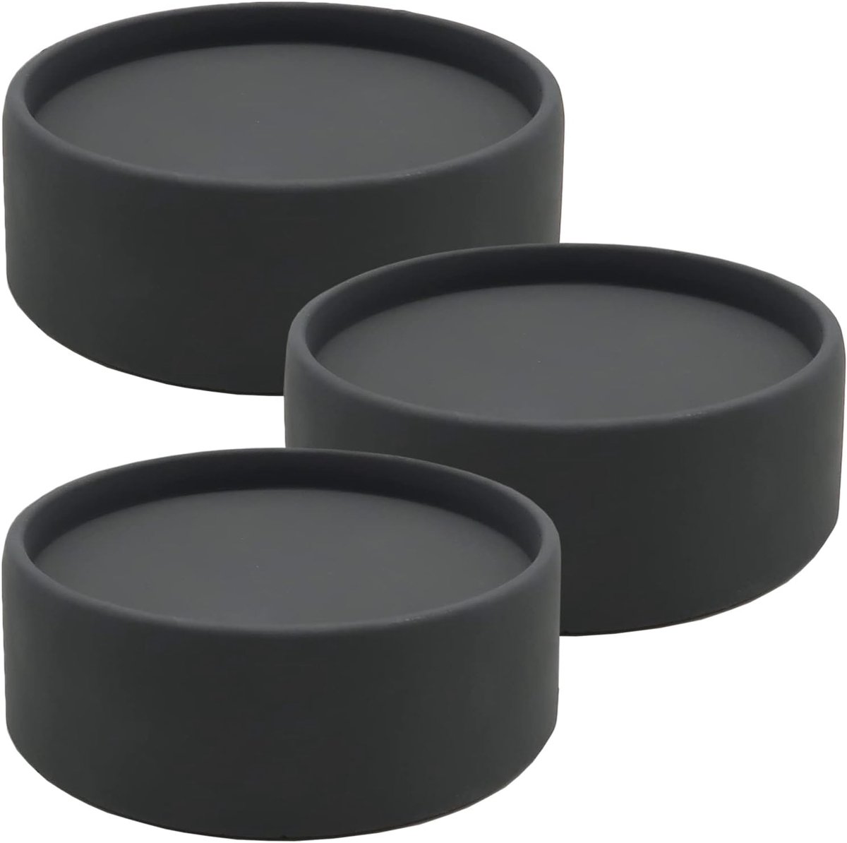 SnelShoppen - Set van 3 Decoratieve Kaarsenhouders Ø11x4cm in Betonnen Look Donkergrijs - Pillar Kaarsenhouder - Moderne Geometrische Stenen Onderzett