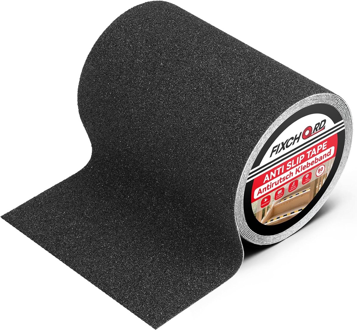 SnelShoppen - Anti-slip Tape voor Trappen en Ramps, 5m x 150mm, Heavy Duty Niet-slip Tape, Waterdicht, Hoge Grip, 80 Grain, Zwart - Voor Binnen en Bui