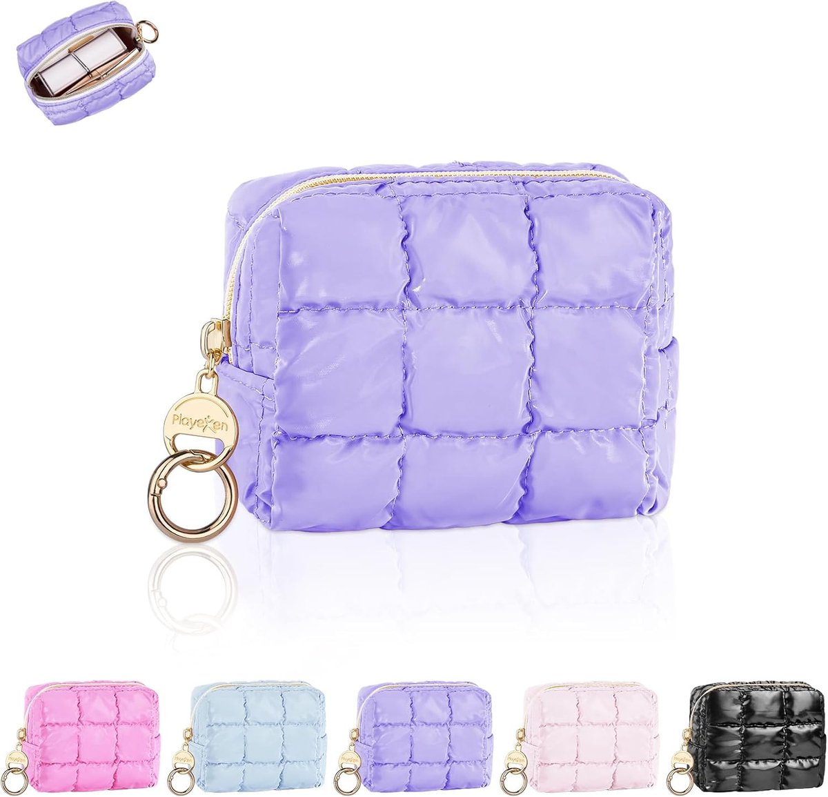SnelShoppen - Mini Makeup Bag - Kleine Make-up Tas voor Vrouwen - Handige Clutch van PU Leer - Waterdichte Toilettas in Violet - Perfect voor Reizen,