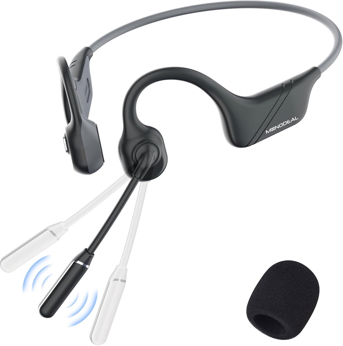 SnelShoppen - Bluetooth Hoofdtelefoon met Microfoon en Geluidsonderdrukking | 34g Lichtgewicht Comfort, Botgeleiding Ontwerp, Ideaal voor Kantoor en V