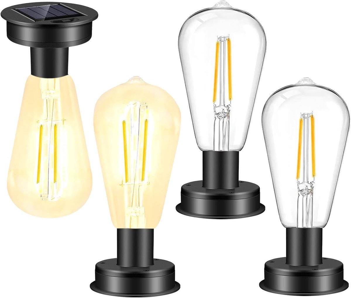 SnelShoppen - 4-delige Solar Tuinlamp Vervangonderdelen Set - 7cm Solar Vervangingsschaduw met Heldere LED Lamp - Tuinverlichting Vervanging voor Buit