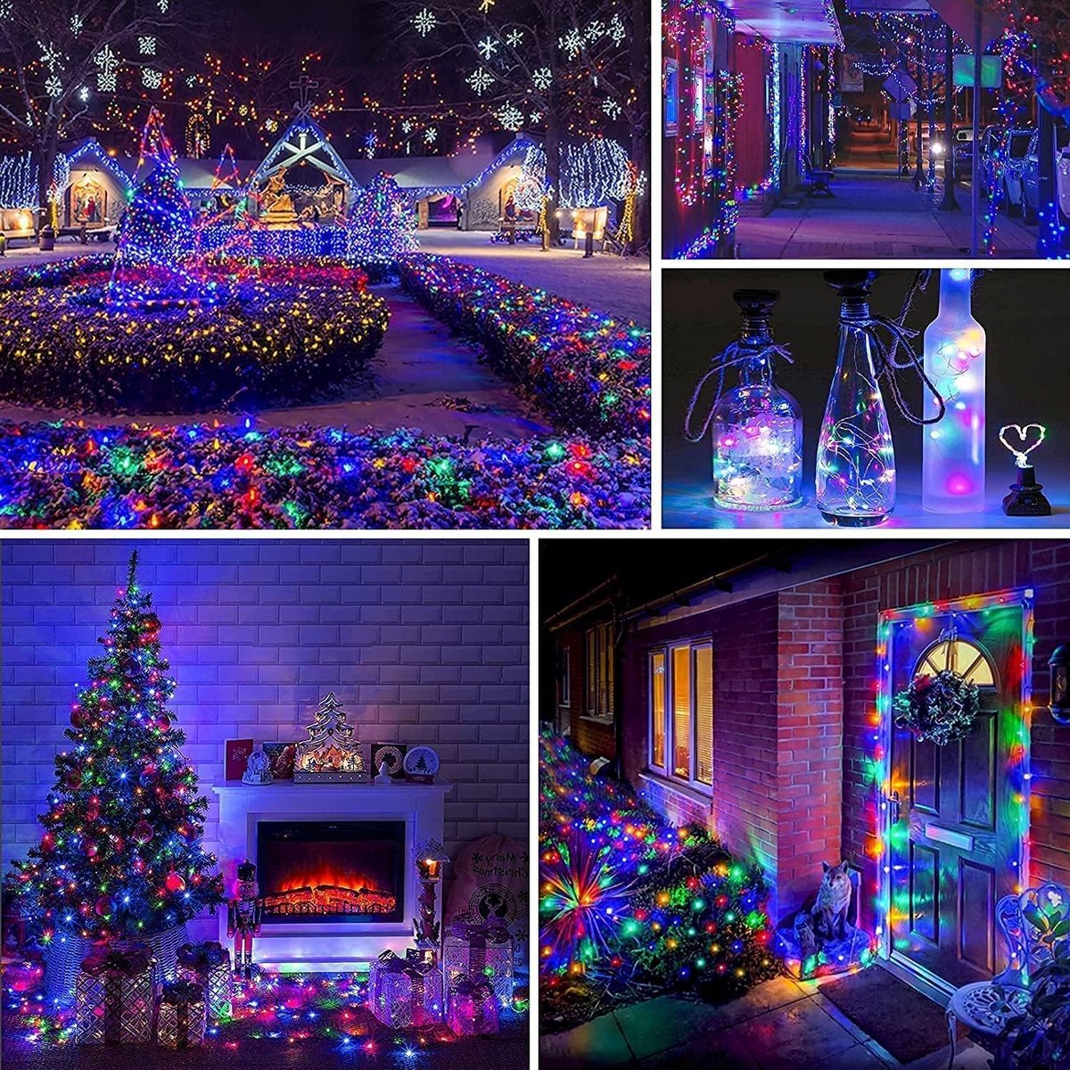 SnelShoppen - 2x Kleurige Solar Tuinverlichting - 40m 240 LED - 8 Modus Waterdichte String Lights - Decoratie voor Tuin, Patio, Feest, Buiten - Kopere