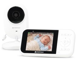 Deryan Baby Monitor – Babyfoon met Camera en Scherm – Nachtvisie – Wit