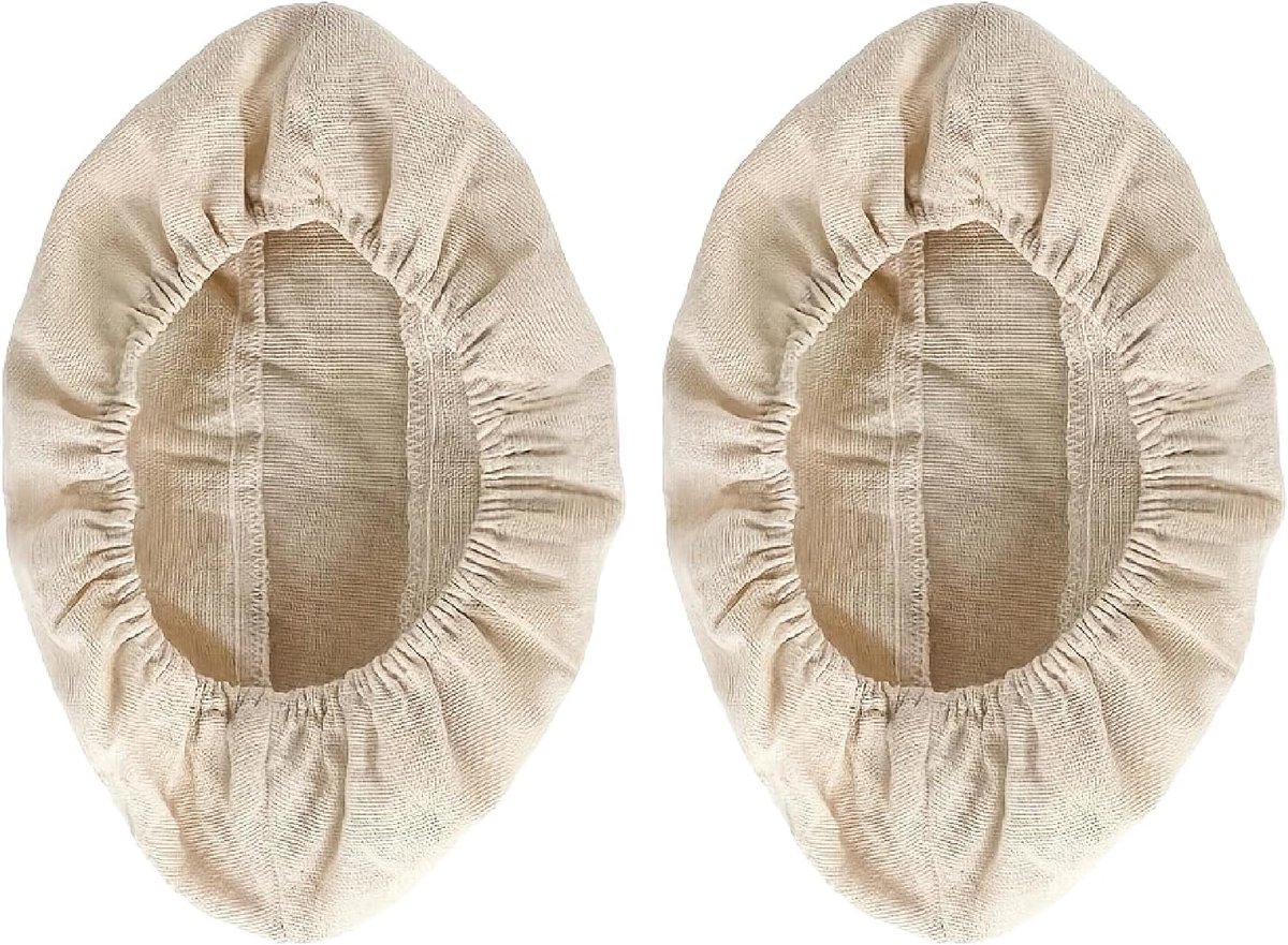 SnelShoppen - 2 stuks Bakkerslinnen Ovaal - Linnen Doek met Elastische Tailleband voor Brood Bakken, Inzetstukken voor Broodmandjes, Rijsmanden, Proof