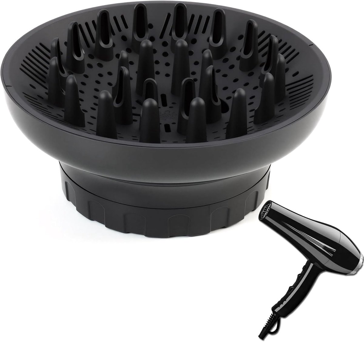 SnelShoppen - Universele diffuser voor haardroger - Diffuser voor krullend/golvend haar, verstelbaar, geschikt voor haardrogers met mondstuk D=3.5-6.5