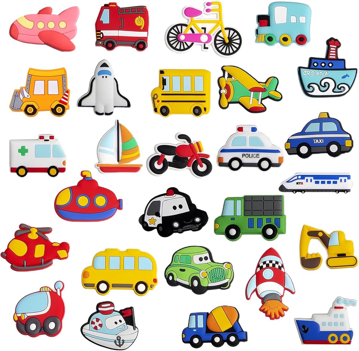 SnelShoppen - Pack van 27 Cartoon Rubber Magneten voor Kinderen, Veilig PVC, Ideaal voor Koelkast, Kasten, Whiteboards, Speelgoed en Decoratie