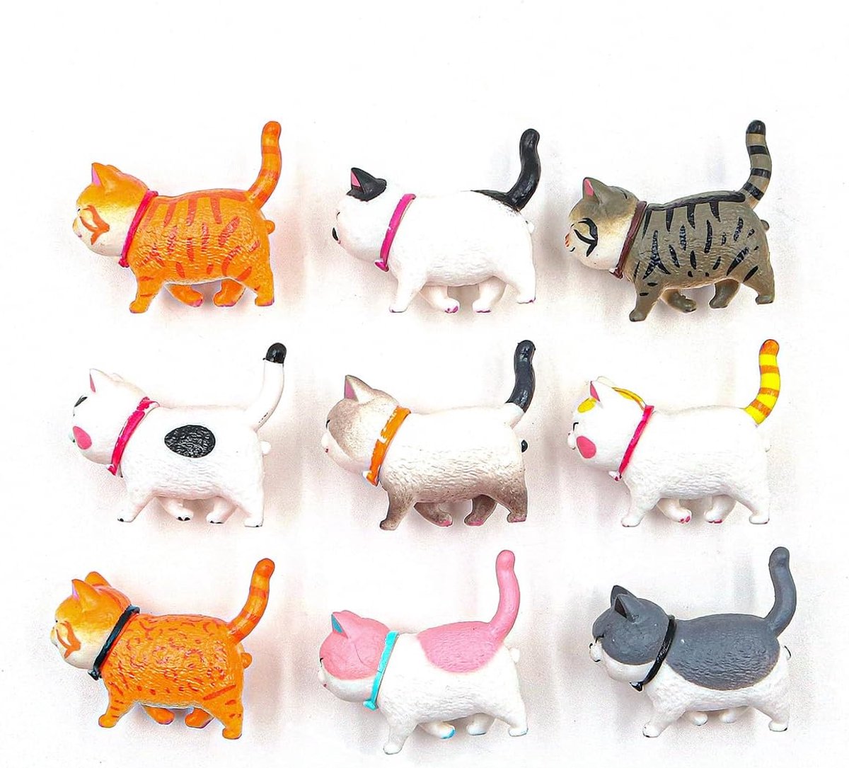 SnelShoppen - Cat Fridge Magnet Pack van 9 - Schattige Kat Magneten voor Koelkast, Whiteboards en Home Decor - Duurzaam, 360° Draaiende Hoofden, 4x5 c