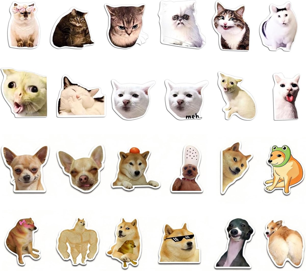 SnelShoppen - 24 Stuks Fridge Magneten - Leukste Kat en Hond Emoji's - Grappige Koelkast Magneten - Kleurrijke Dieren Magneten voor Keuken en Kantoor