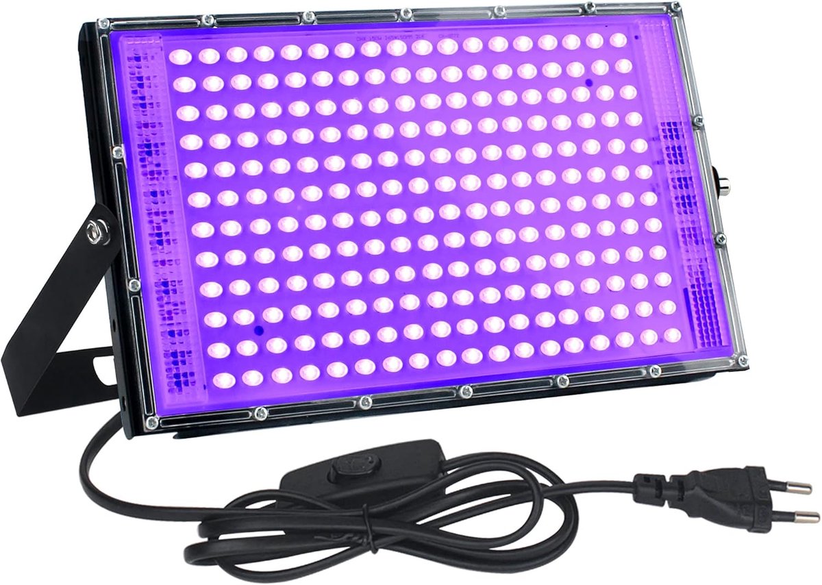 SnelShoppen - UV Black Light 150W LED Lamp Met Schakelaar, 395-400 Nm, IP65 Waterdicht Schijnwerper Voor Feesten, Halloween, Aquarium, Neonkleuren, Fl