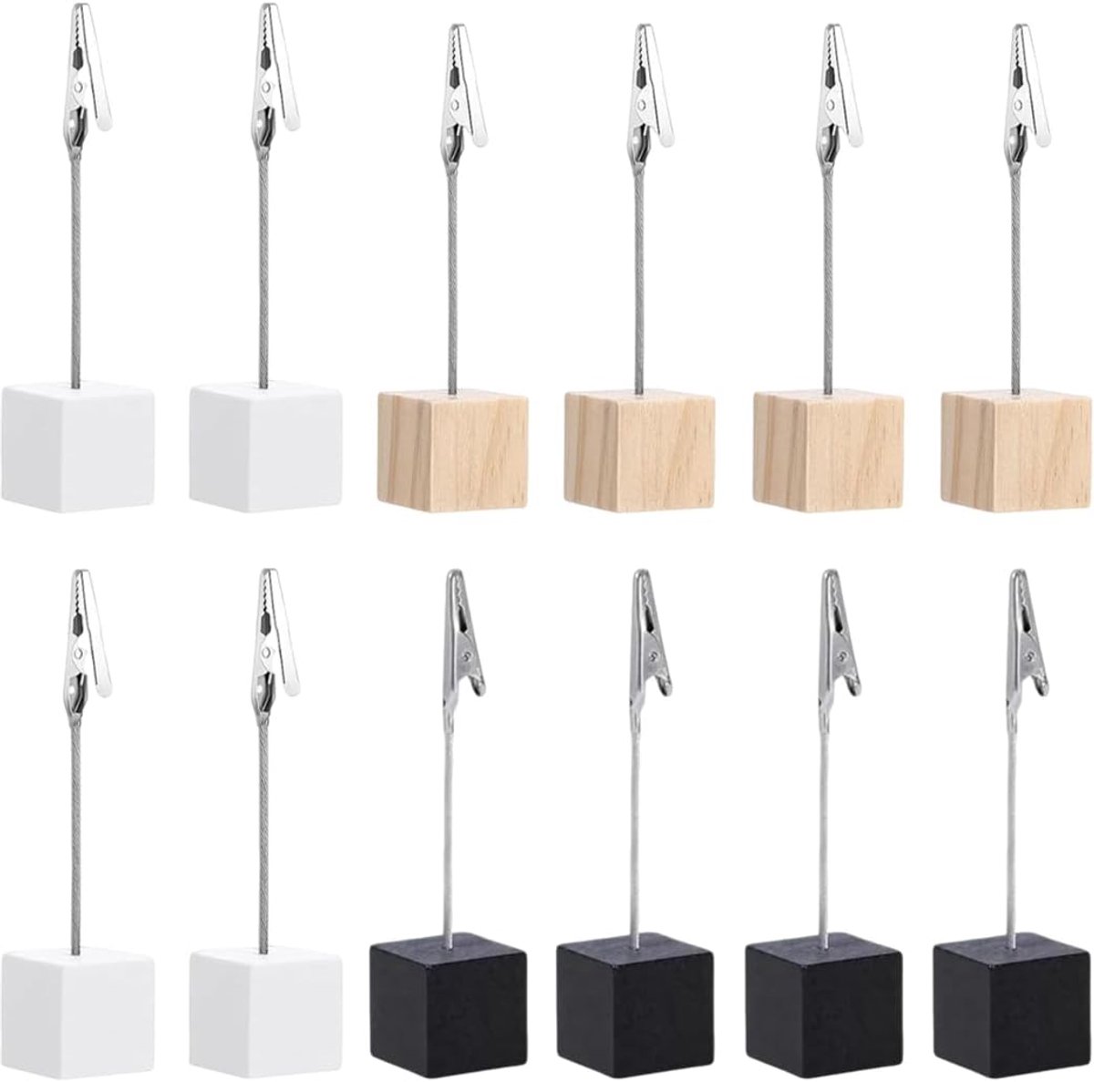 SnelShoppen - Fotohouder met Wasknijpers 12 Stuks - Tafelklemmen - Decoratieve Memo-Houders - Fotolijst - Ansichtkaarthouder - Notitiehouder voor Kant