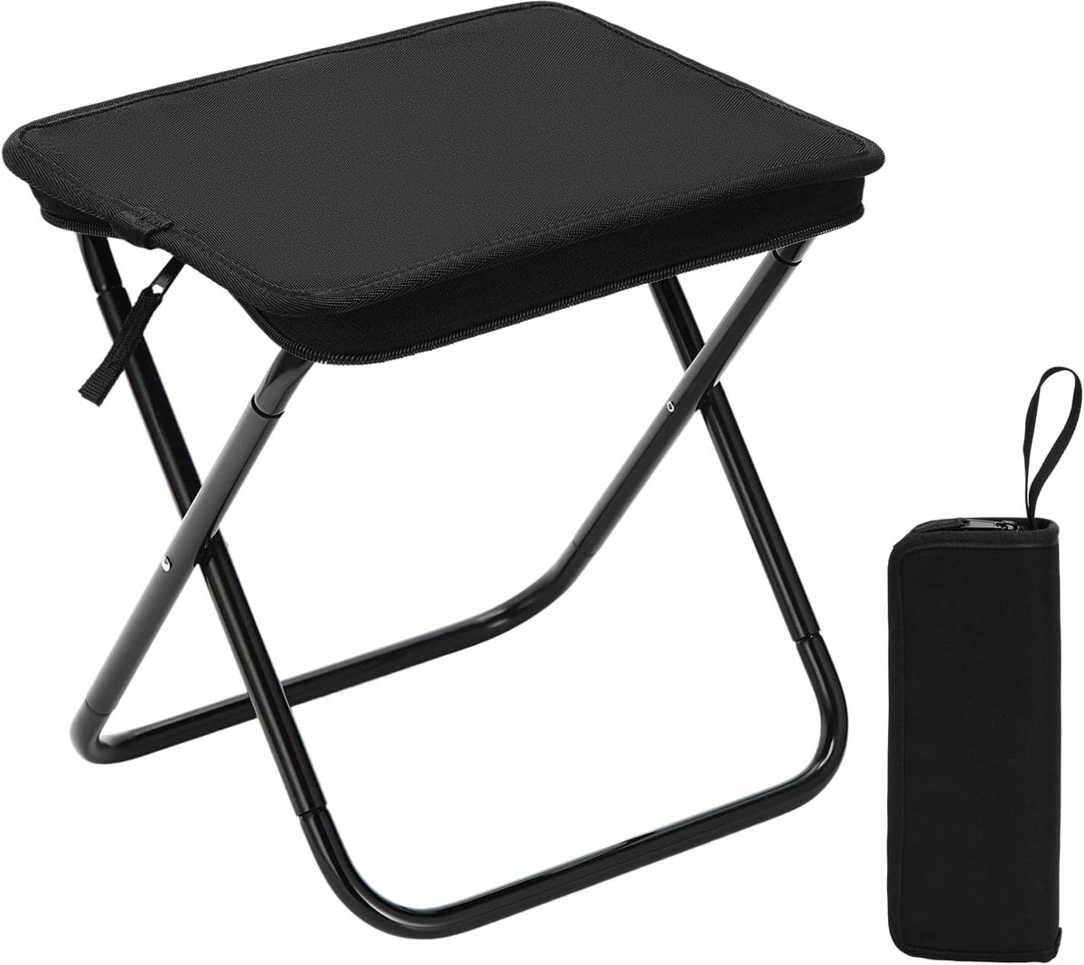 SnelShoppen - Ultralichte Opvouwbare Campingkruk - Compacte Aluminium Klapkruk - Slechts 370g - Zwart - Ideaal voor Kamperen, Vissen, Outdoor Activite