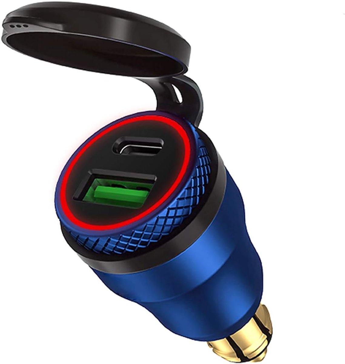 SnelShoppen - Aluminium Hella Power Plug Charger Type C & USB 3.0 Snellader voor Motorrijden, Waterproof 12V-24V Adapter voor BMW, Ducati, Triumph
