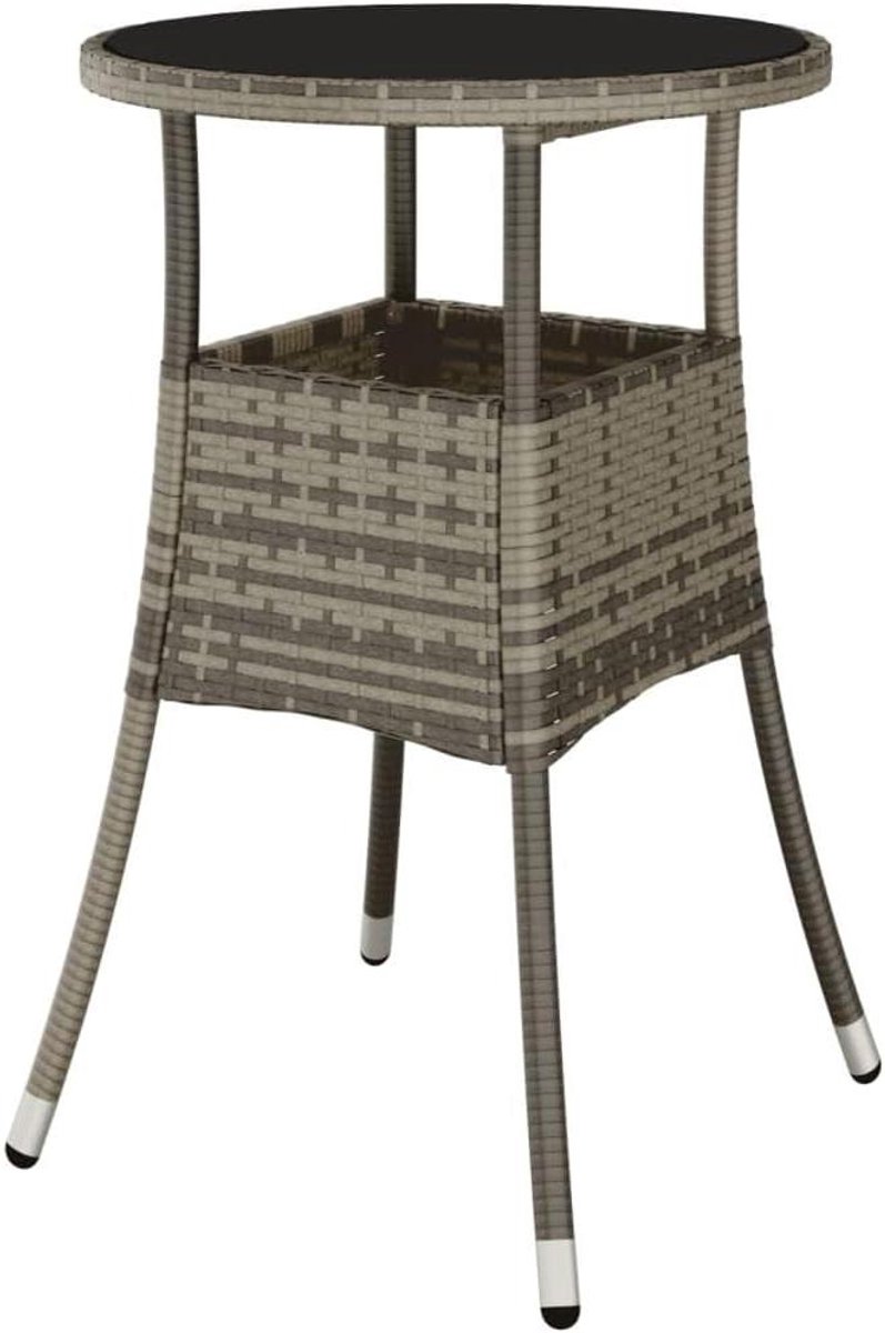 Tuintafel - Buitenmeubel - Ontspannen buiten - Gehard glasblad - 60 x 75 cm - Grijs